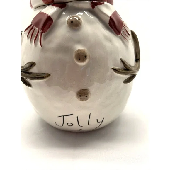 Oneida Snowman Ceramic Cookie Jar with Stocking Hat and Scarf 12" High READ - Picture 2 of 11